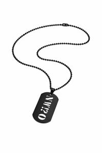 Black Dog Tag Necklace - Sterling Silver