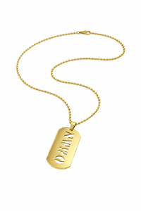Gold Dog Tag Necklace - Sterling Silver
