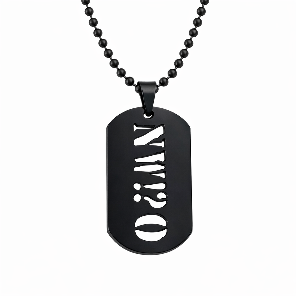 Black Dog Tag Necklace - Sterling Silver