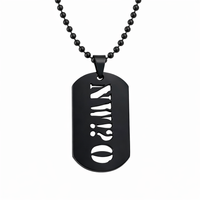Black Dog Tag Necklace - Sterling Silver