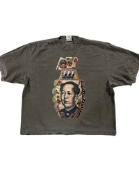Washed charcoal Portrait Grenade T Shirt with floral collage graphic